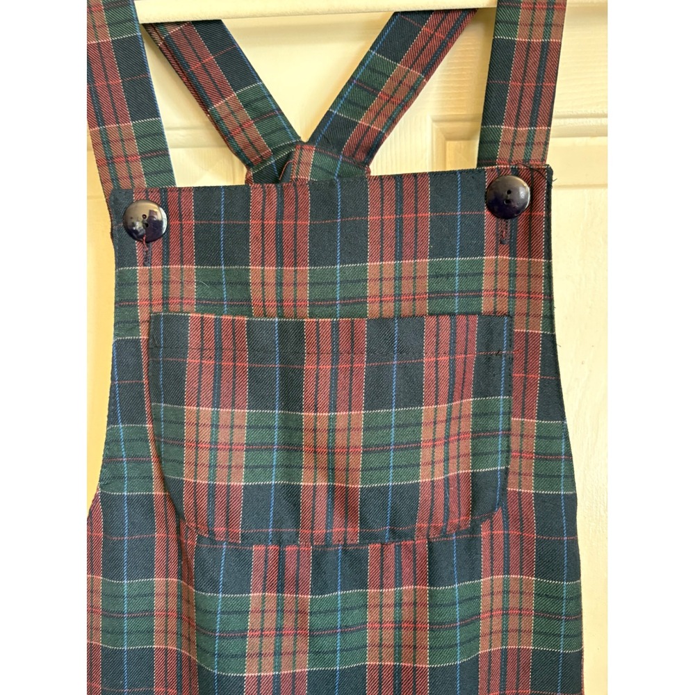 Vintage Paris Sport Club Plaid Pinafore Overall Mini Dress Size M Dark Academia - Picture 4 of 9